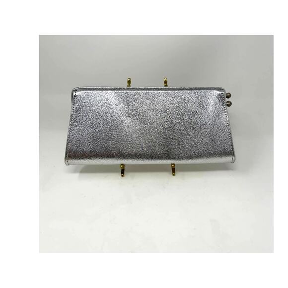 Vintage 1950s Side Kiss Lock Silver Clutch Handbag - Picture 2 of 8